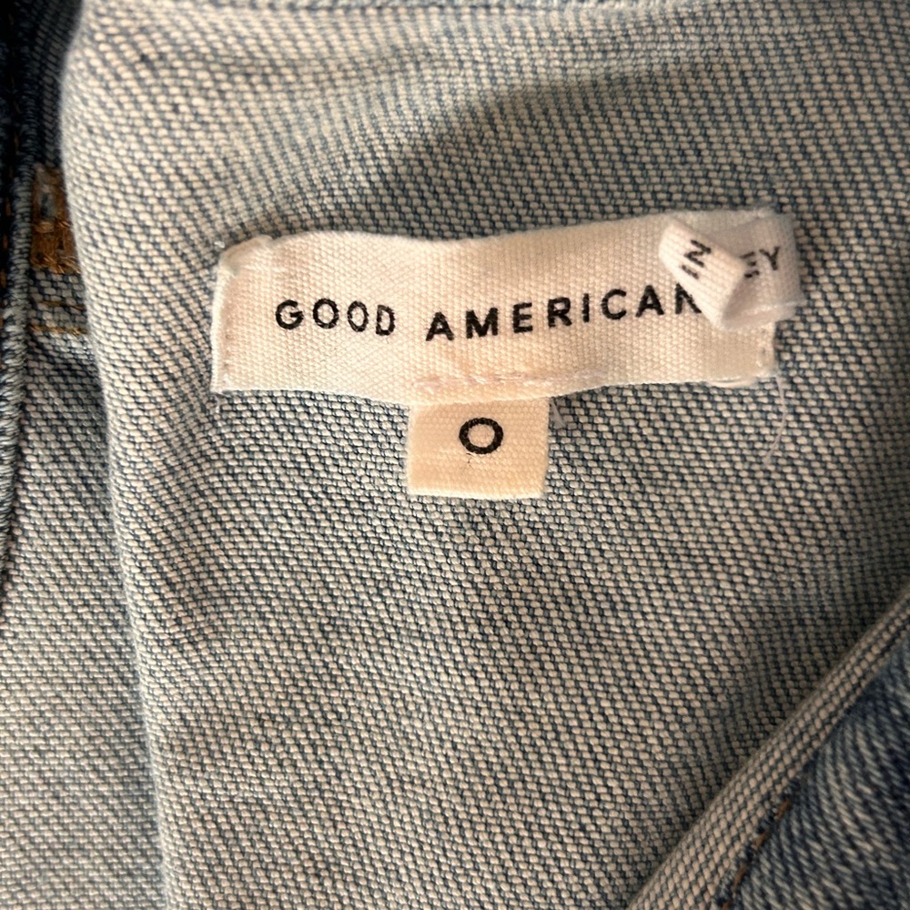 Good American Light Blue Denim Straight Leg Pants Jumpsuit - Picture 5 of 9